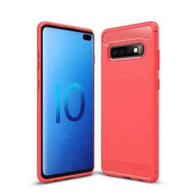 Hülle für Samsung Galaxy S10 Plus aus rotem Carbonfaser-TPU