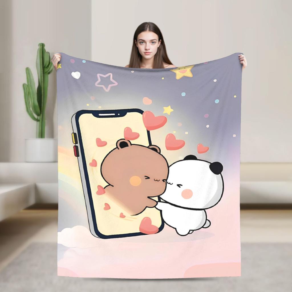 Bubu Dudu Flannel Blanket Winter Super Soft Throw Blanket for Kids Adult Outdoor Print Bedspread Sofa Bed Cover