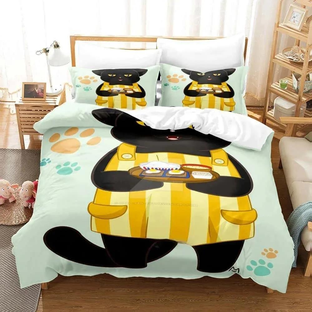 3D Kawai The Masterful Cat Is Depressed Again Today Printed Bed Set Duvet Cover Pillowcase Bedding Set Linen Sheet Quilt Cover