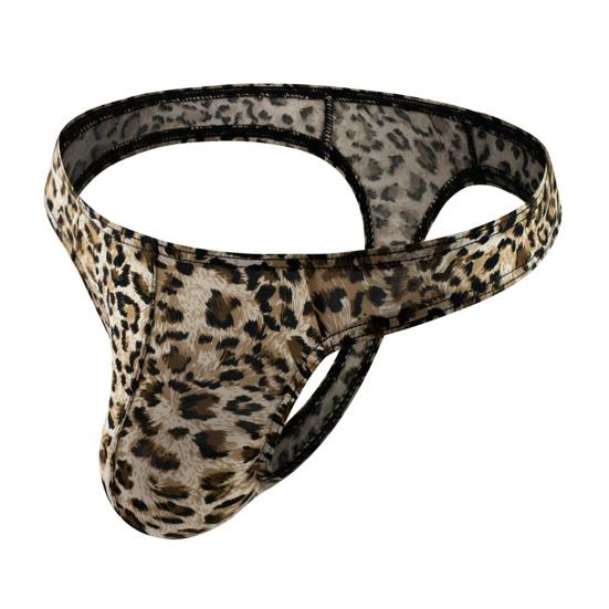 Men Thong Sexy Low-Rise Slim Fit Briefs Leopard Print High Elasticity Breathable Panties Comfortable Daily Wear