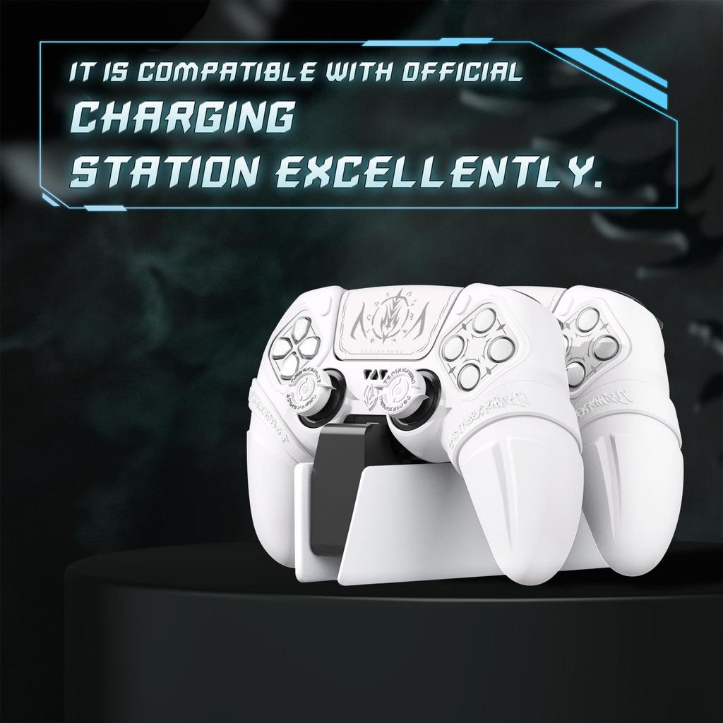 PlayVital Runes Edition Silicone cover for comes with thumb grip touchpad sticker and cross key compatible with ps5 genuine charging stand with cover