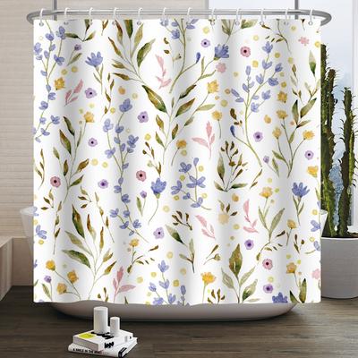 Fresh Flowers Print Shower Curtain Small Floral Home Bathroom Decoration Bath Curtains Waterproof Polyester Fabric With 12 Hooks