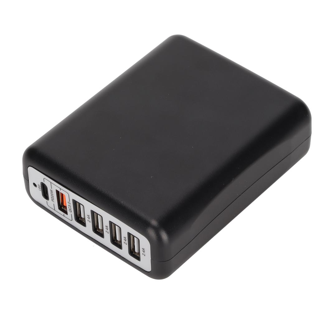 100W 6-Port-Desktop-Ladegerät 100W Schnelllade-Desktop-USB-Ladehub Schwarz