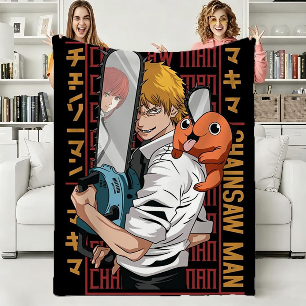 Cute Girl C-Chainsaw-Man Japanese Anime Soft Warm Flannel Blanket Art For Bedroom Wall Living Room Decor Bed Picnic Office Gift