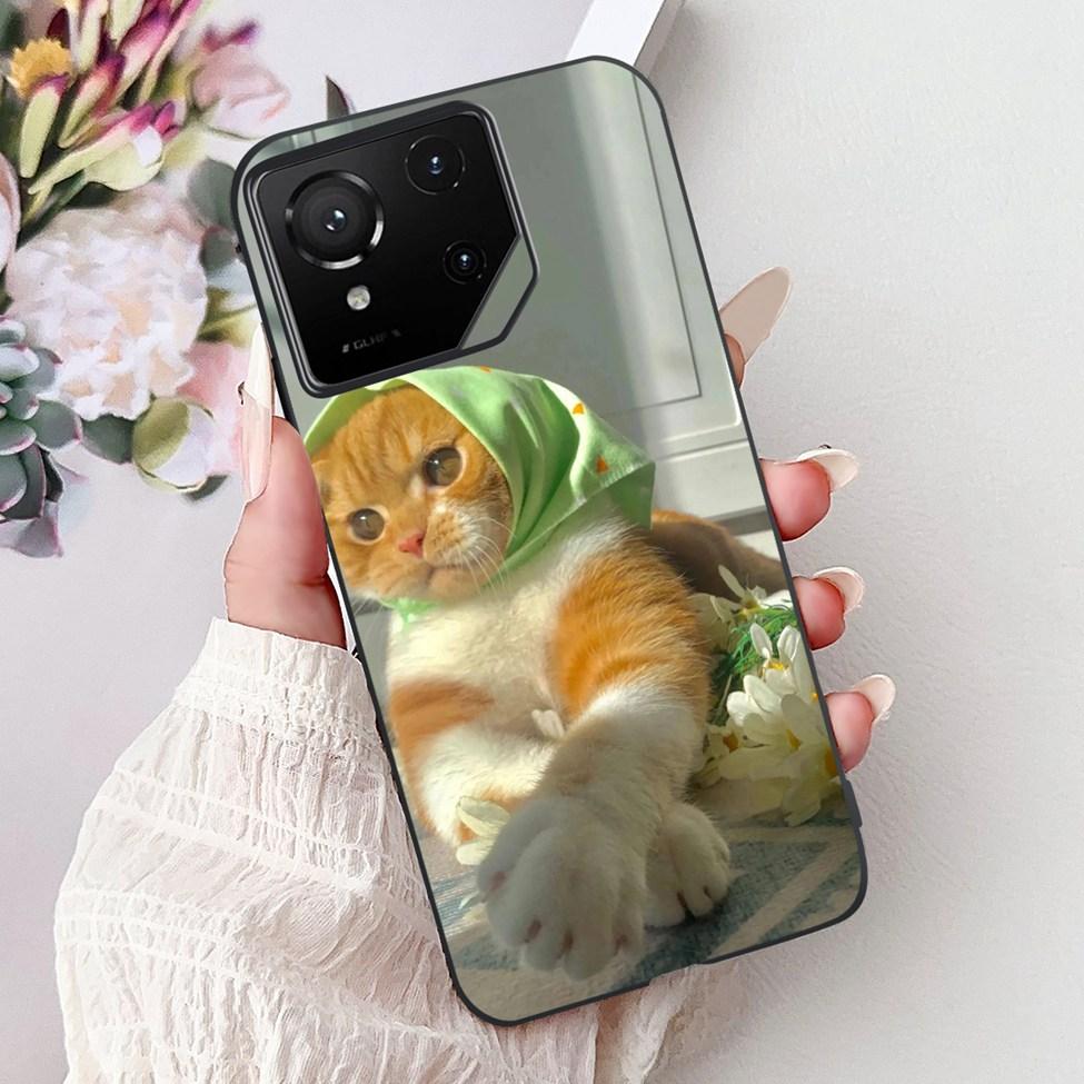 For Asus ROG Phone 9 Pro Back Cover For Asus ROG Phone 9 Case Silicone Cute Cat Luxury Love Funny Painted Shockproof Bumper
