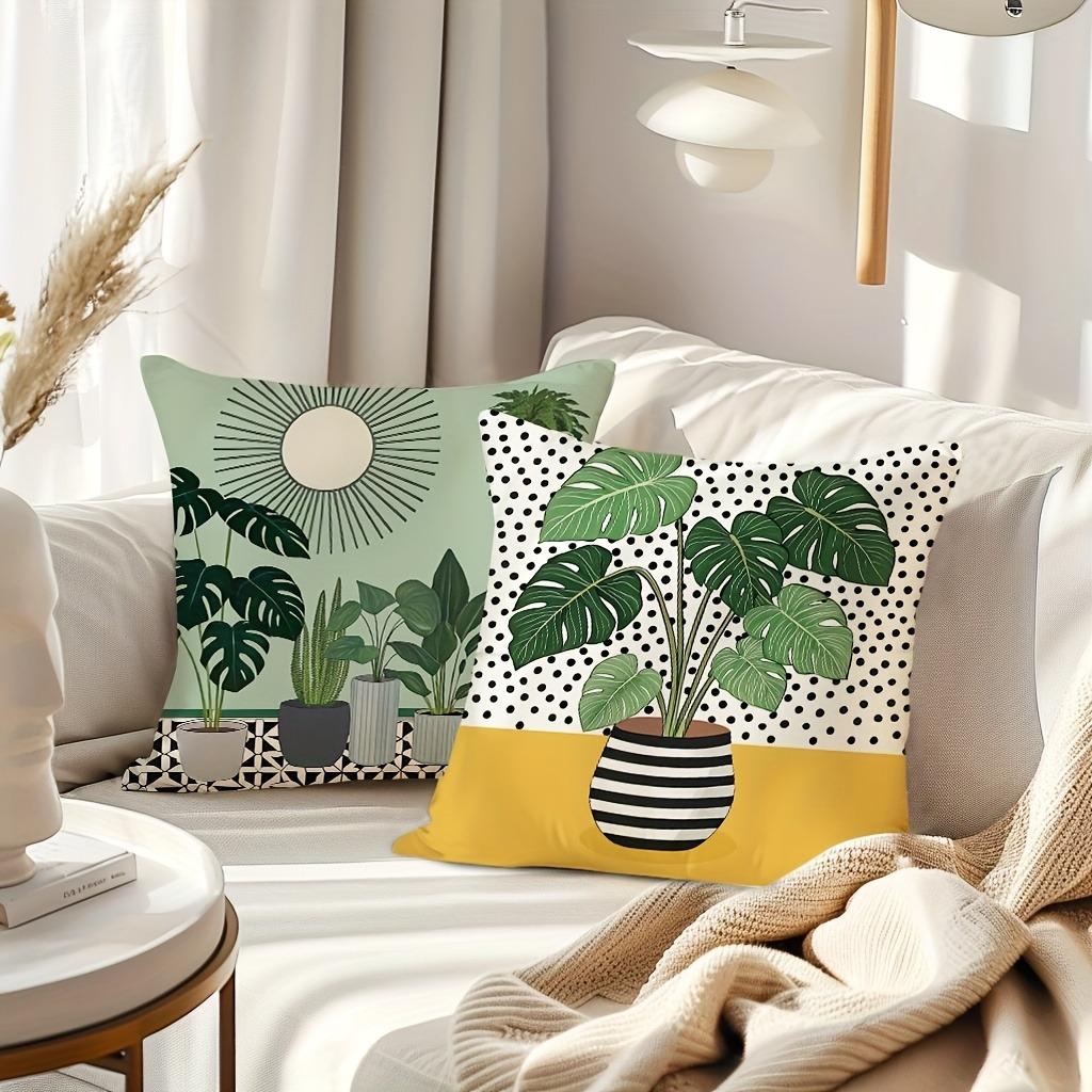 Charming Indoor Plant Pillow CoversLiving Room Sofa Cushion Cover, Soft and Comfortable, Bedroom Room Decoration