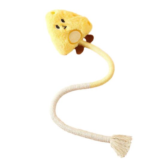 jijijing Cotton Rope Cat Toy, Silent Plush Cloud Carrot Cheese Chew Stuffed Crocodile Toy for Indoor Cats Teething Relief, Interactive Play