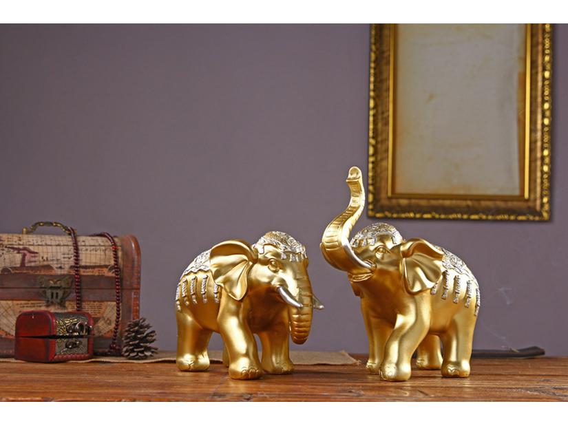Thai-Style Lucky Elephant Ceramic Ornament for Home or Office Decor