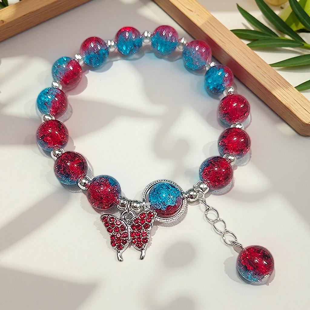 Butterfly Love Flower 10mm Handmade Beaded Bracelet - Original, Personalized, Exquisite Jewelry Gift for Friends and Newcomers