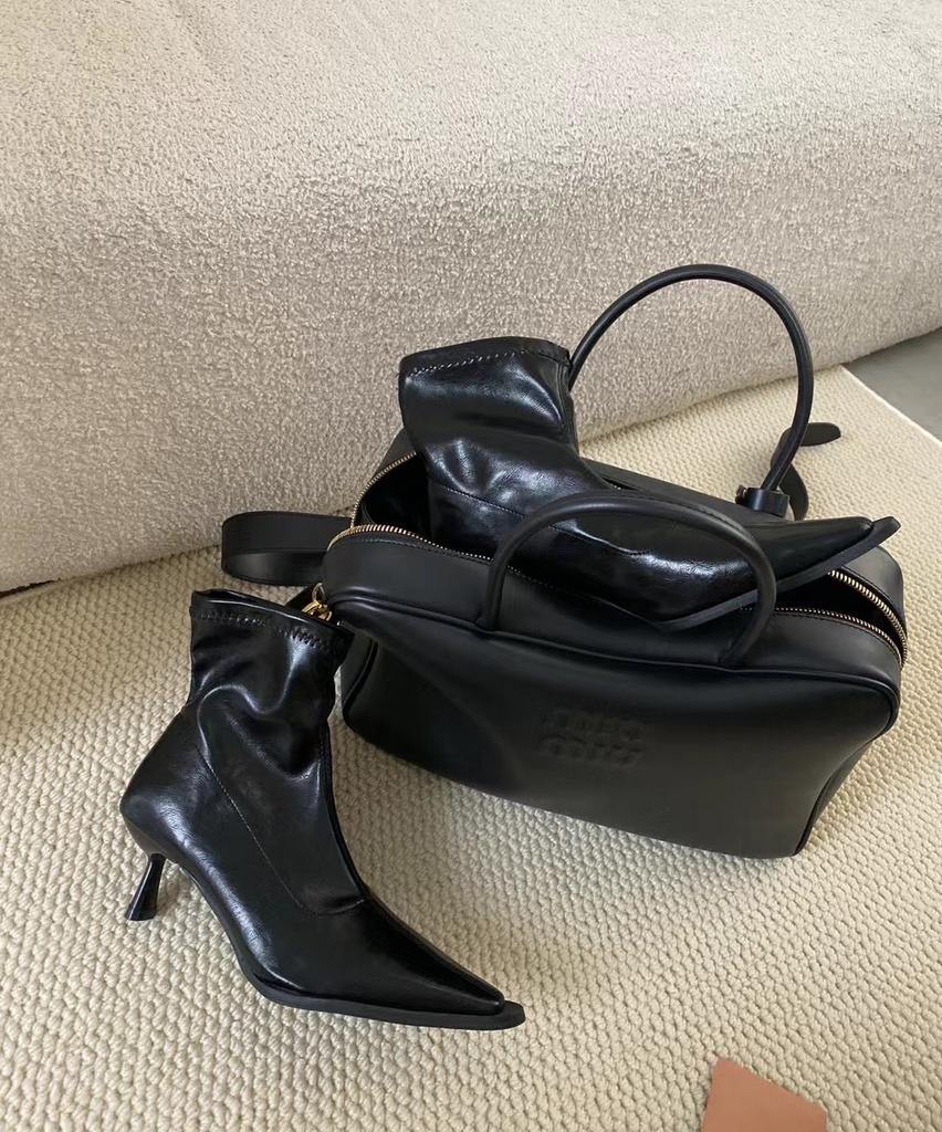 Fashion Fashion Women Ankle Boots Chelsea Bootie Red Gold Black Thin High Heels Autumn Spring Dress Shoes Woman Slip On Party Pumps 39