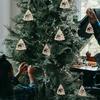 10pcs Wooden Tree Embellishments Wood Christmas Tree Blanks with Twines for Christmas DIY Craft Card Decor