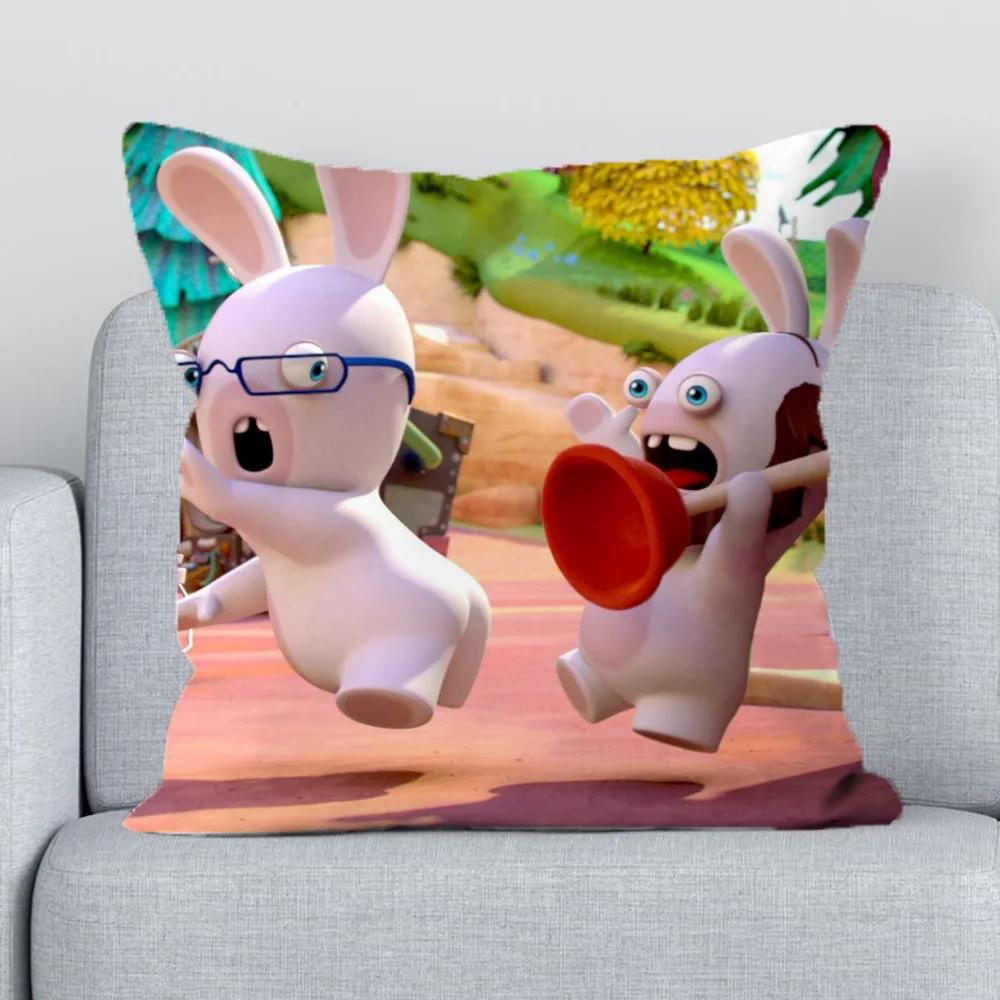 Pillow Hugs R-raving Rabbids Pillowcase  Short Plush Duplex Printing Ornamental Pillows for Living Room Chair Cushion Cover