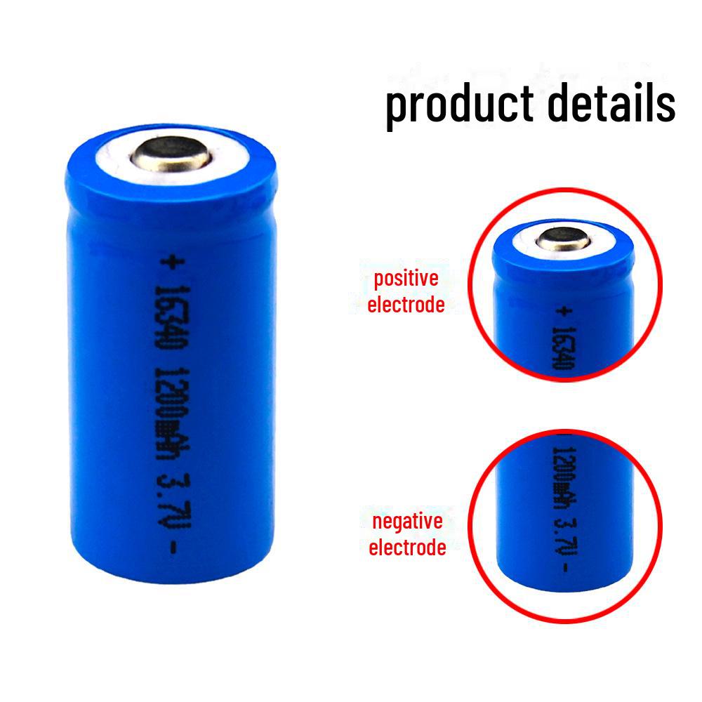 Rechargeable 3.7V 16340 Lithium Battery for Flashlights and Electric Toys