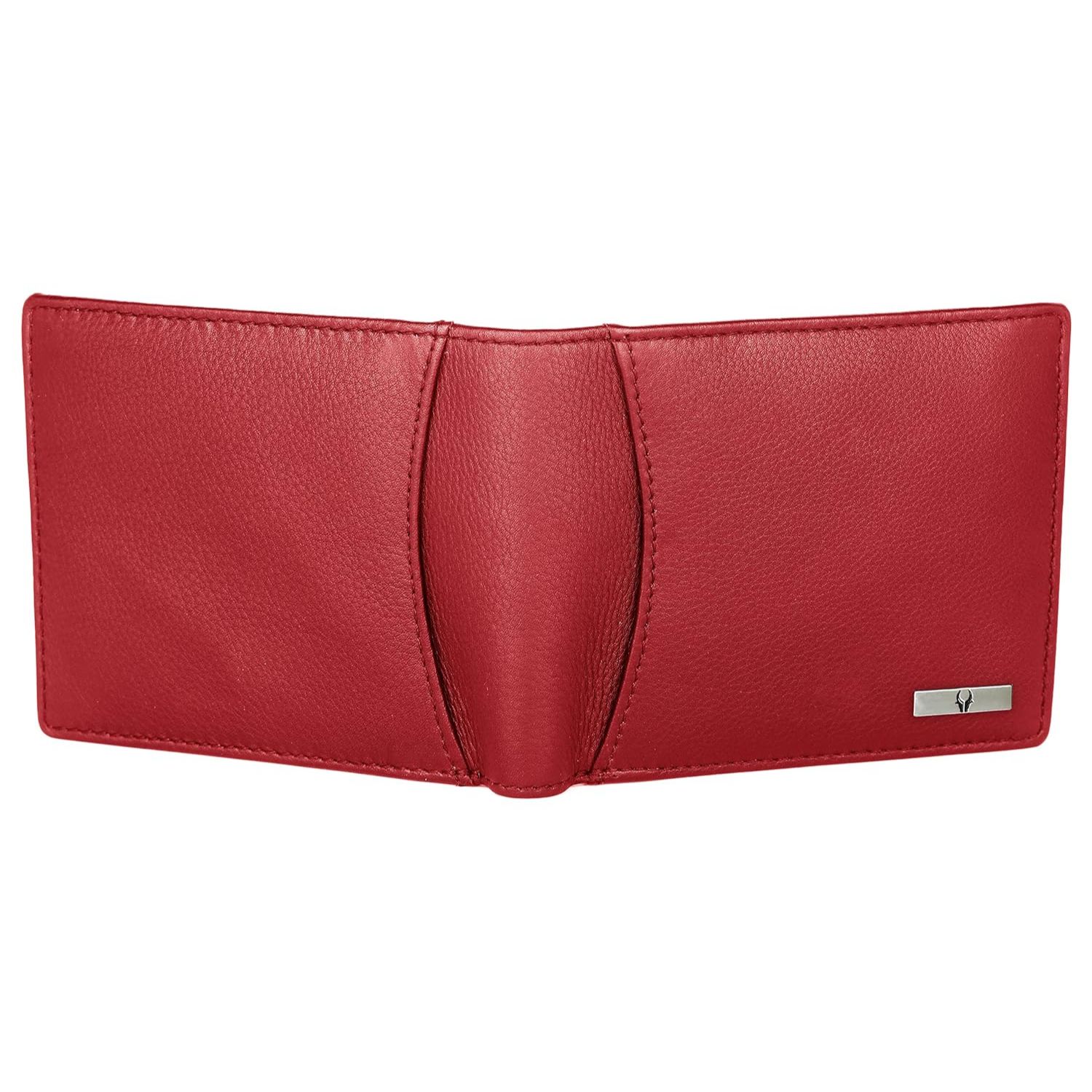 Классический кожаный мужской кошелек (серый) красный — фото 20