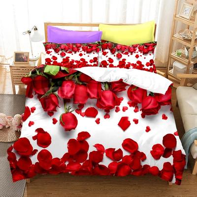 Set Letto Rosa 3D Set Copripiumino con Federa Singolo Matrimoniale Queen King Biancheria da Letto