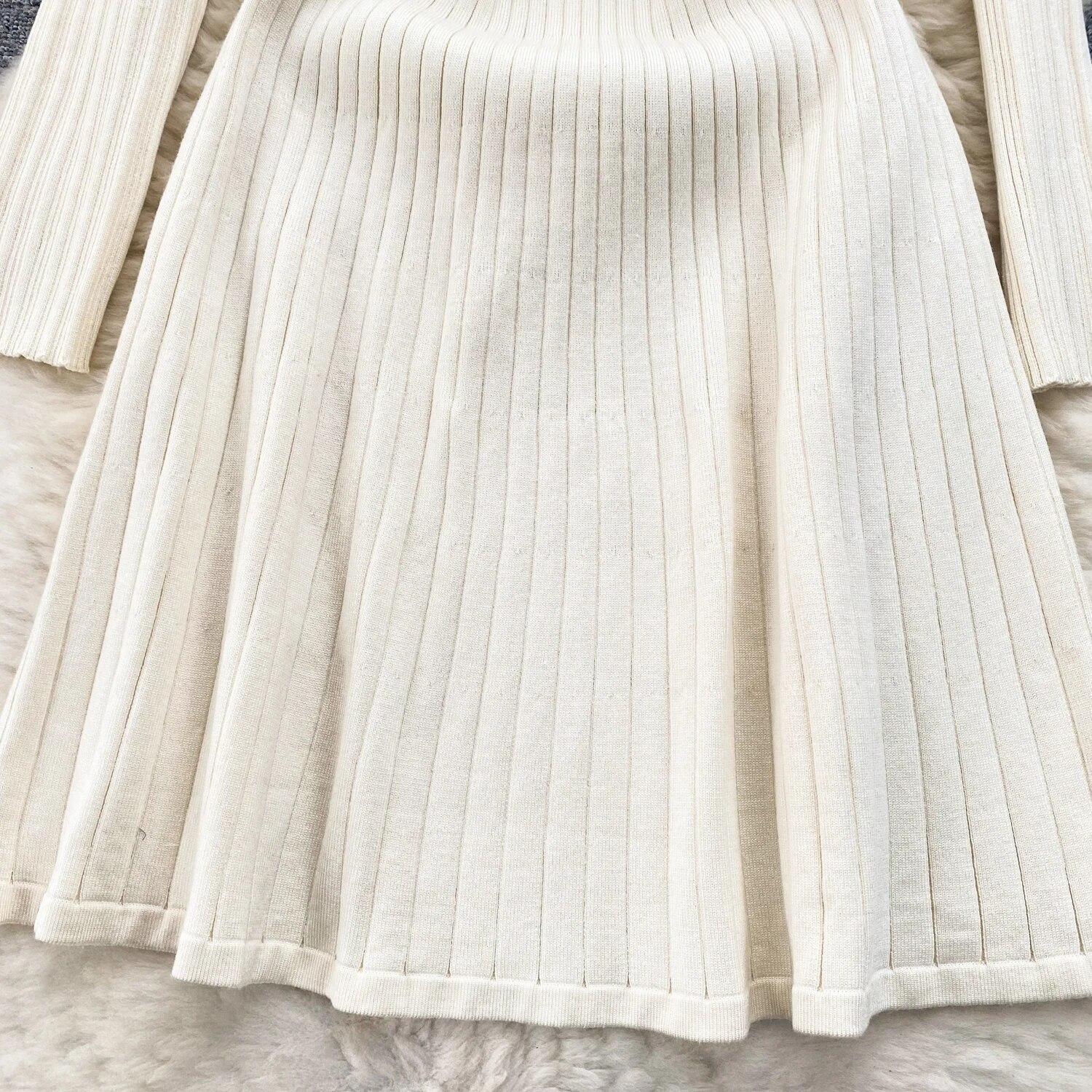 Вязаное платье женское осенне-зимнее новое шикарное облегающее платье-свитер с лацканами — фото 10