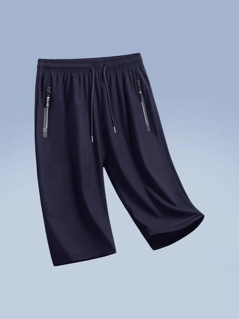 Men's Summer Quick-Dry Ice Silk Three-Quarter Running & Basketball Shorts: Loose, Breathable, Plus Size