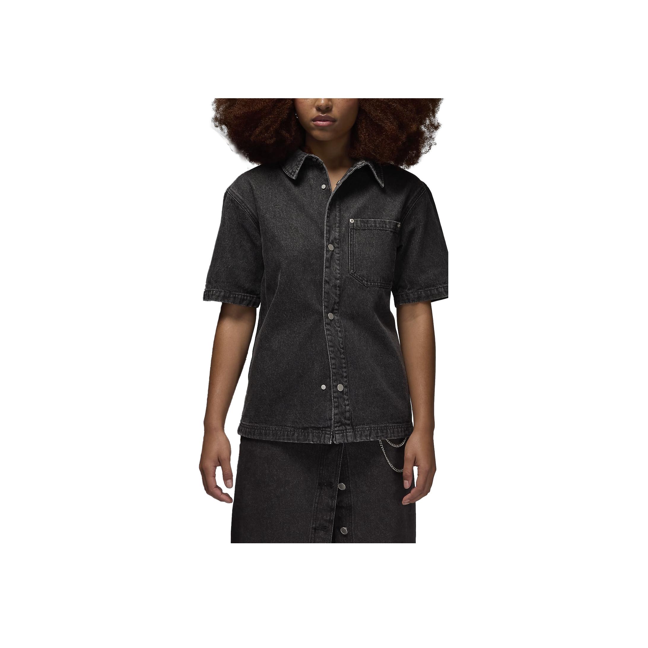 

Jordan Рубашка-поло Air Solid Color с короткими рукавами и надписью Denim, унисекс, черная FZ2131-010 L