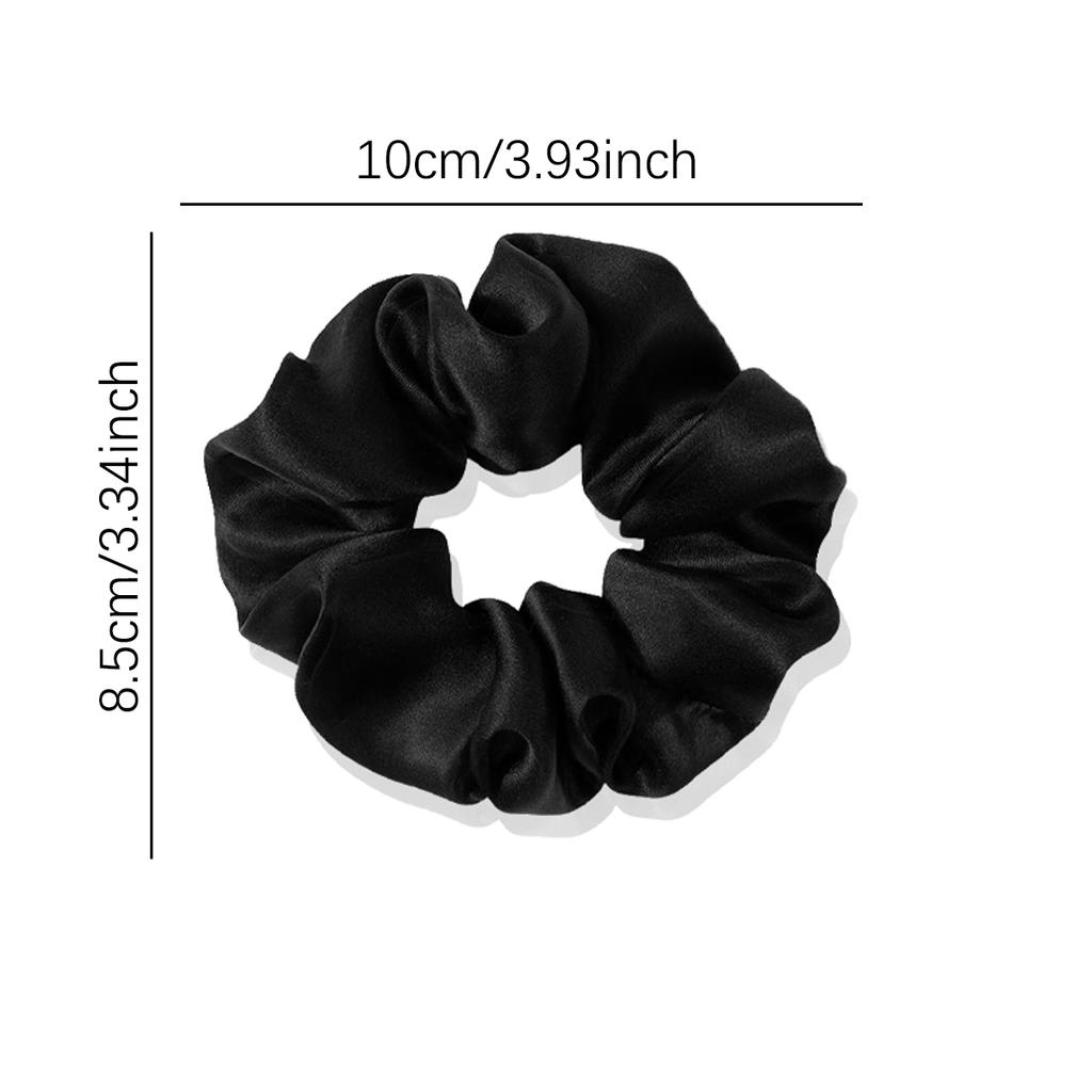 Pure Black Satin Large Intestine Headband with Rubber Band Headband and Spring Hair accessory,Special for Real Hair Wigs