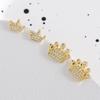 Cute Shiny Zircon Crown Stud Earrings For Women  Metal Mini Small Gold Color Earring Wedding Jewelry Party Gift