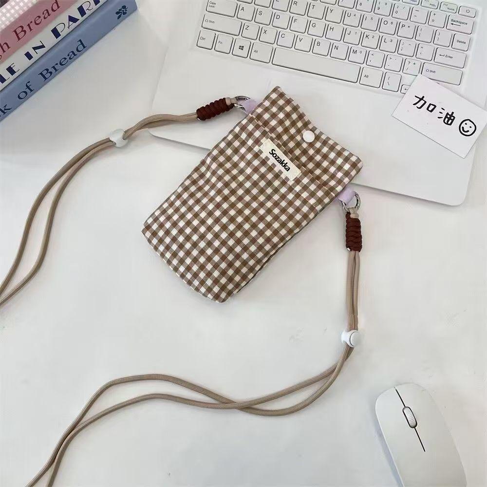 Women's Plaid Mini Crossbody Phone and Card Holder Handbag - Fashionable Casual Shoulder Bag