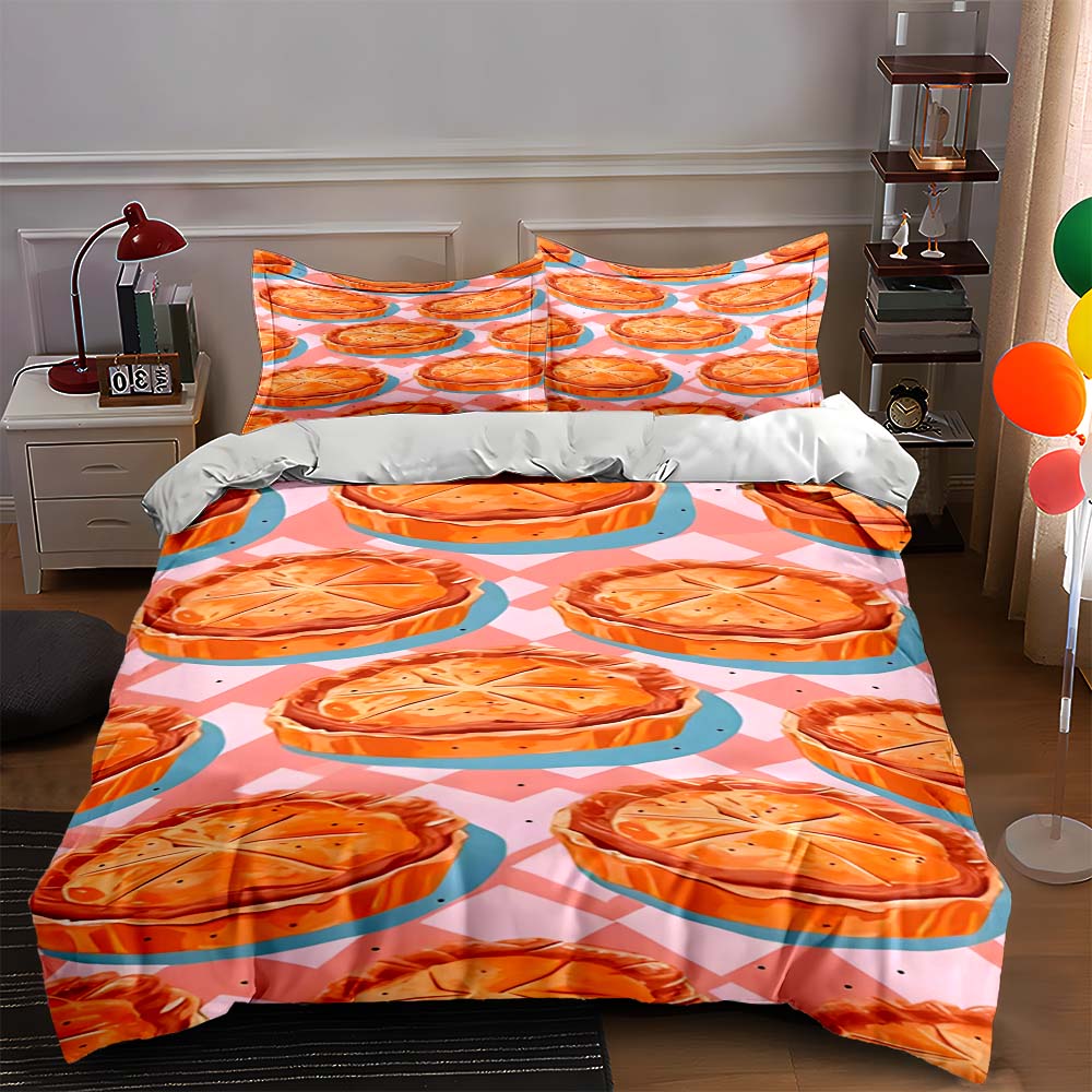 

Pie-themed pattern. Bedding Duvet cover sets Duvet covers Pillowcases gifts (1 * Duvet Cover 2 * Pillowcases, without duvet insert) 135x200cm