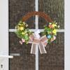 Easter Wreath for Front Door Home Decorations Photoshoots Bowknot Wreath Hanging Decor Easter Rabbit Wreath Ornament