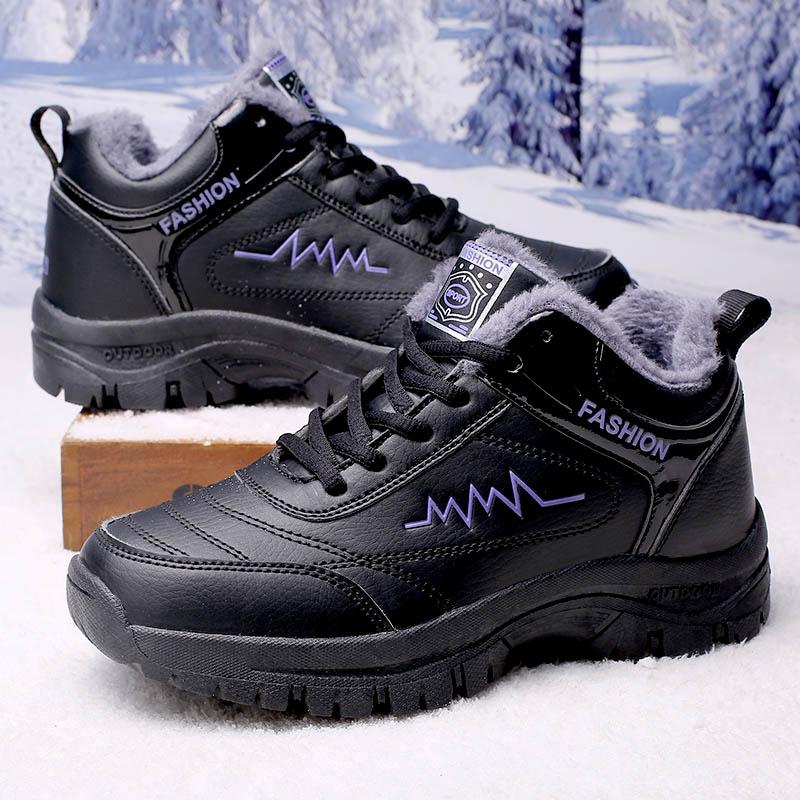 New Fashion Men Winter Snow Boots Warm Ankle Boots Non-slip Men Winter Shoes Leather Waterproof Plush Boots Chaussures Hommes
