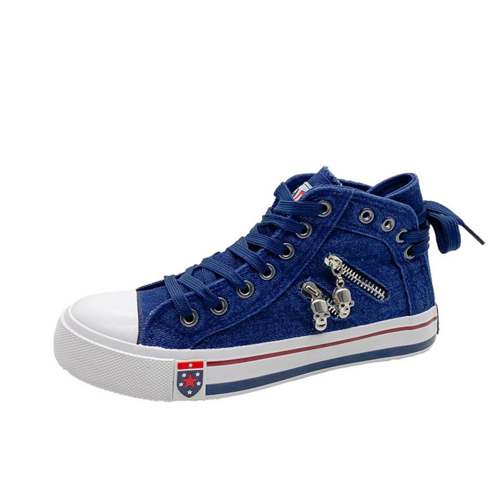 Denim High-top Canvas Shoes Women's Casual Shoes Retro Large-size Board Shoes