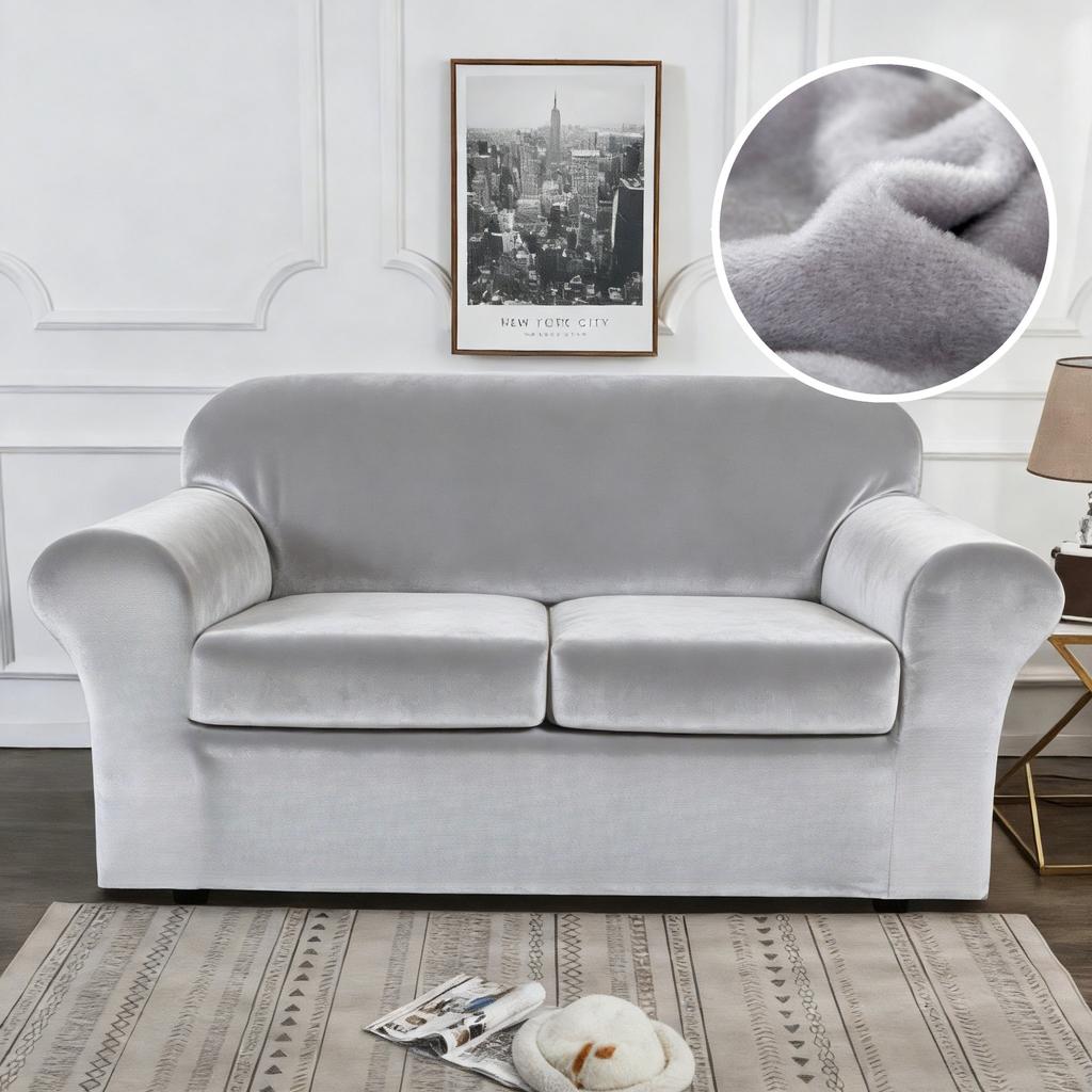 Stretch Velvet Couch Covers Cushion 1/2/3Seater Sofa Slipcovers Washable Elastic Sofa Cover Soft Thick Plush Furniture Protector