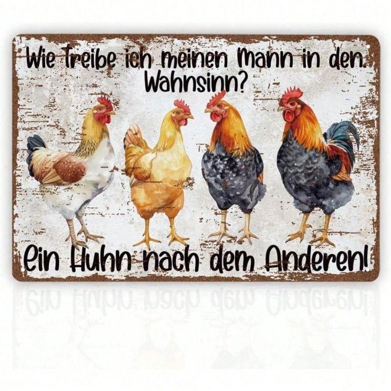 Vintage Metal Poster Wall Art Retro Farm Chicken Coop Decorative Sign for Home Garden