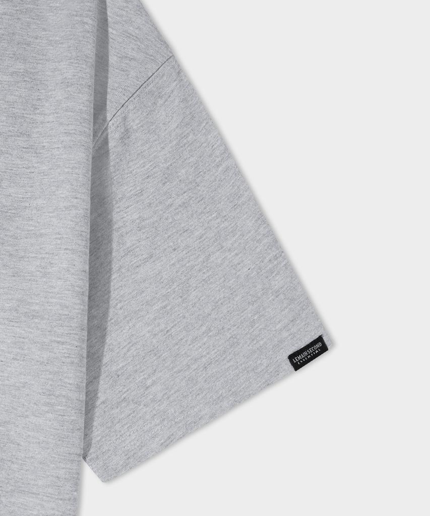 LEMAIN SECOND Basic Logo Print Oversized Short Sleeve T-Shirt [Melange Gray]