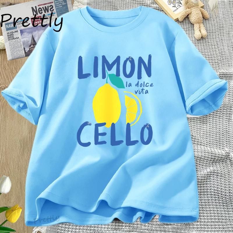 Lemon Print Women T Shirt Summer Vacation T-Shirt Retro Graphic Tee Cotton Short Sleeve Vintage Clothes
