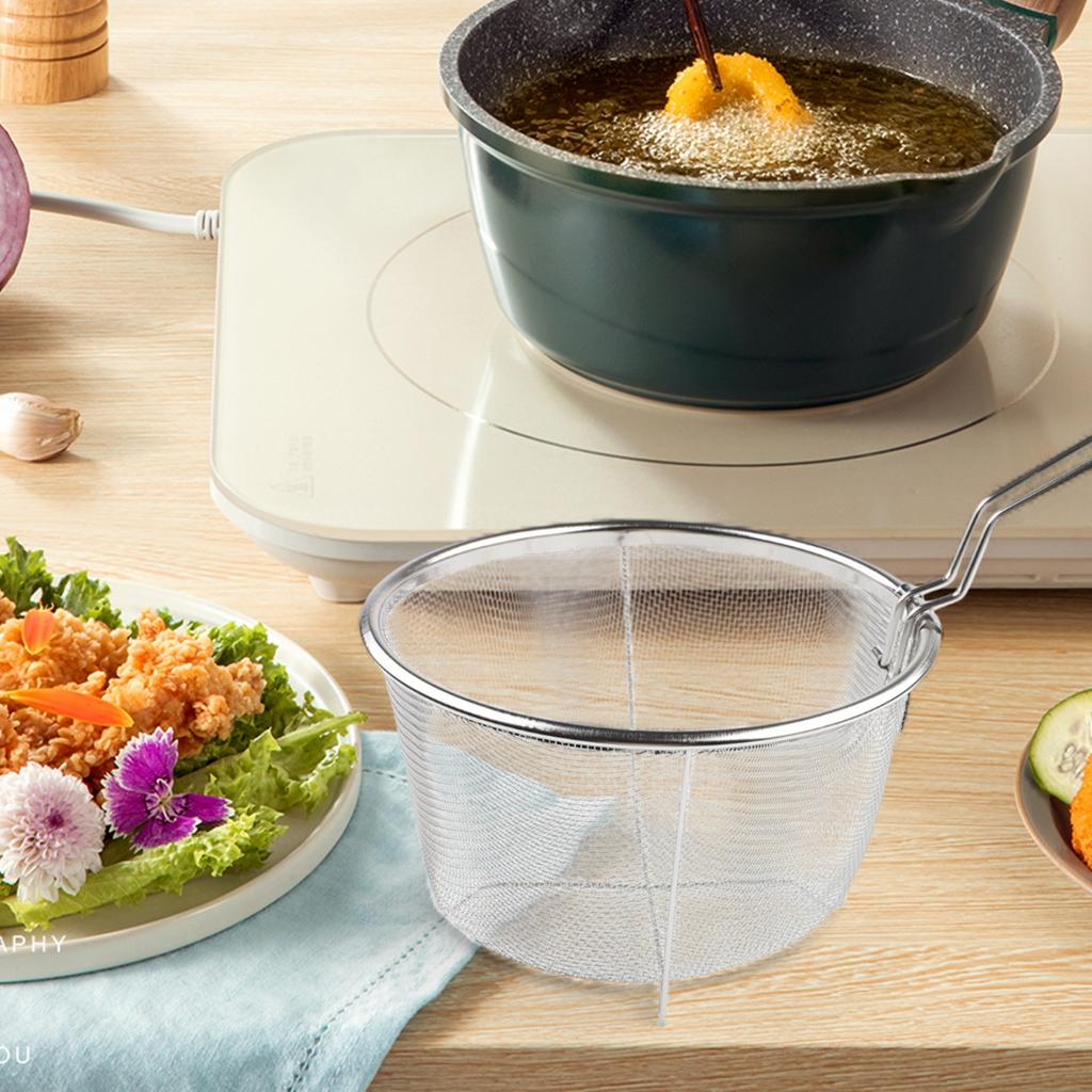Easy Food Release Non-Stick Fry Basket Portable Colander Strainer With Handle