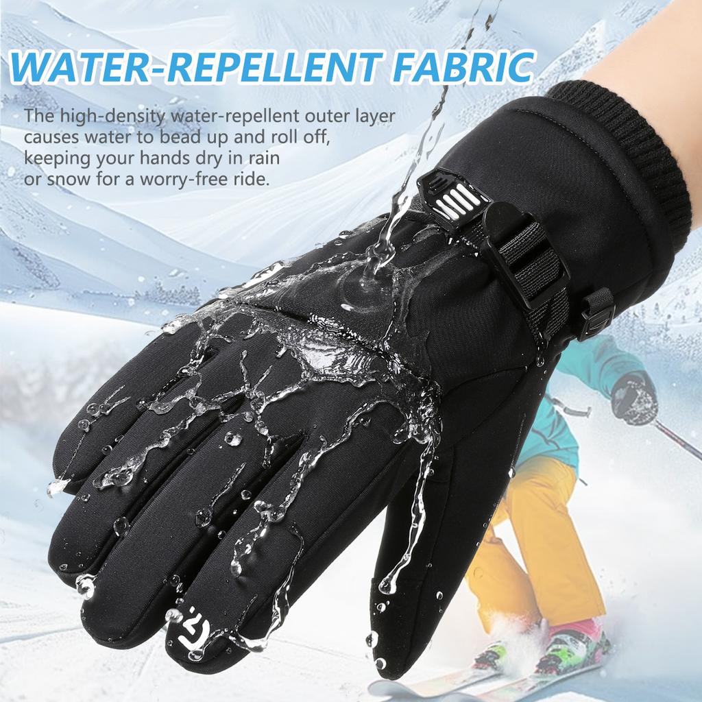 Durable And Safe Yanbiguo Snow Gloves For Men&Women Thicken Fleece Warm Waterproof Skiing Gloves With Pocket And Touchscreen Functionality