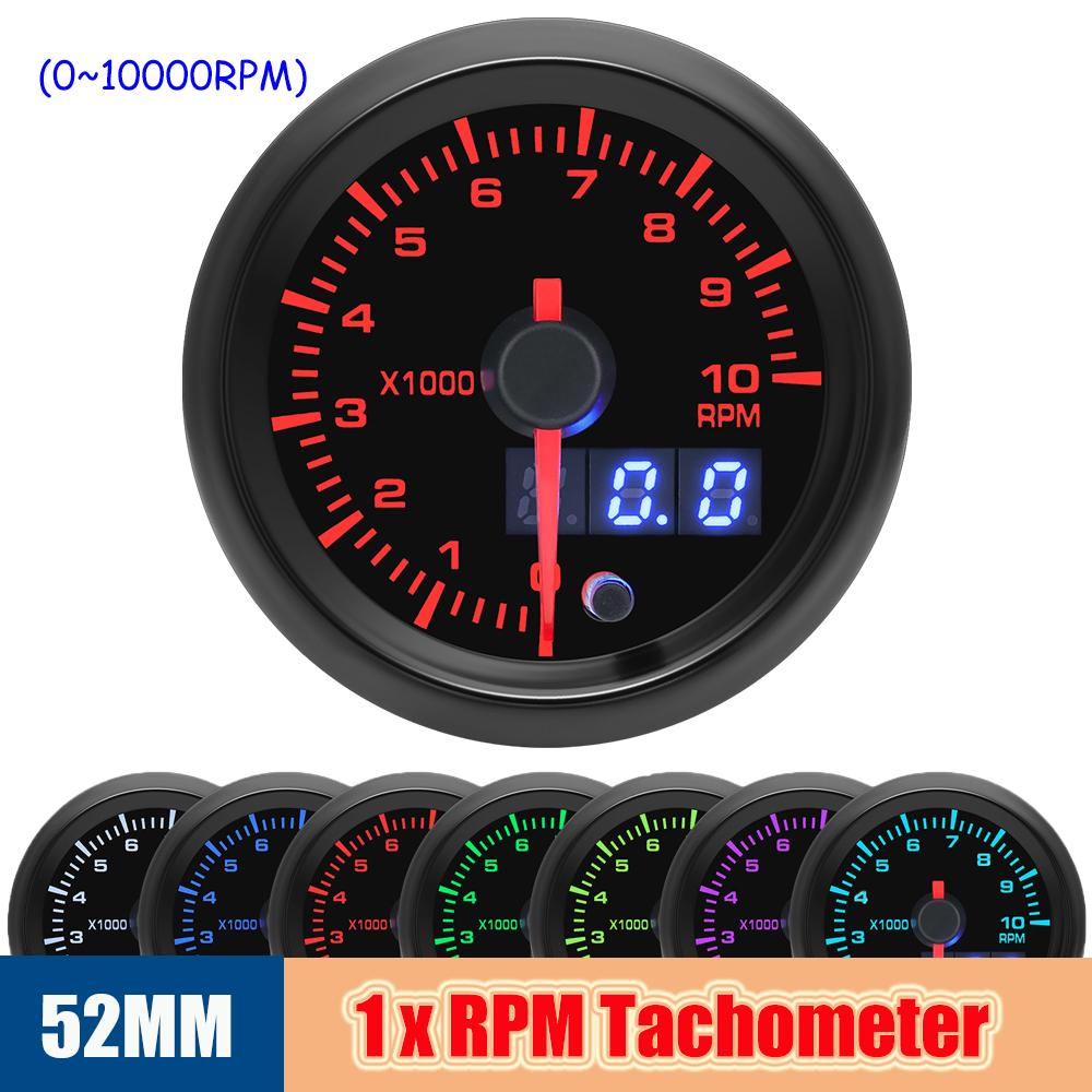 Contor de mașină cu LED de 52 mm pentru temperatura apei / temperatura uleiului / voltmetru / vid / indicator de creștere / tahometru / presa de ulei PSI cu senzor pentru 12 V