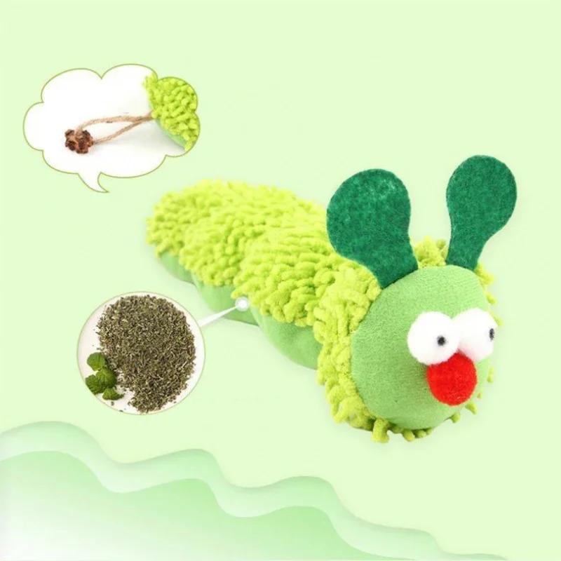 Interactive Cat Plush Toy for Boredom Relief Green Animal Chew Toy Durable Scratch Resistant and Bite Proof Amusing Pet Toy