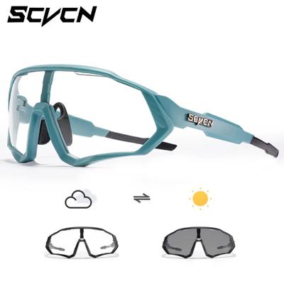 Lunettes de vélo Scvcn à changement de couleur Lunettes de vélo cool Protection UV Lunettes de sport pour vélo Lunettes de cyclisme de montagne Protection UV 400 VTT Route Hommes