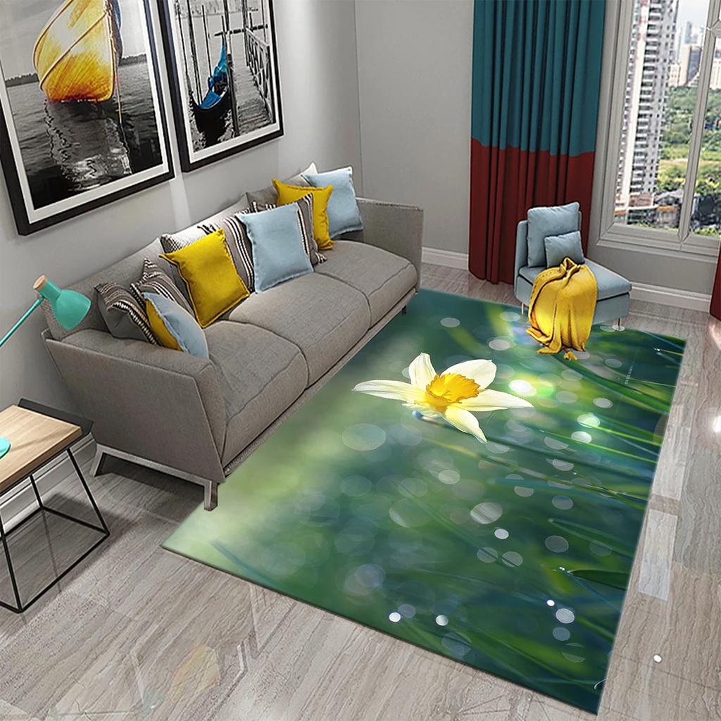 3D Flowers In The Morning Light Carpet for Kids Play Crawling Mat Boys Girl Bedroom Bedside Decor Floor Rug Living Room Carpet