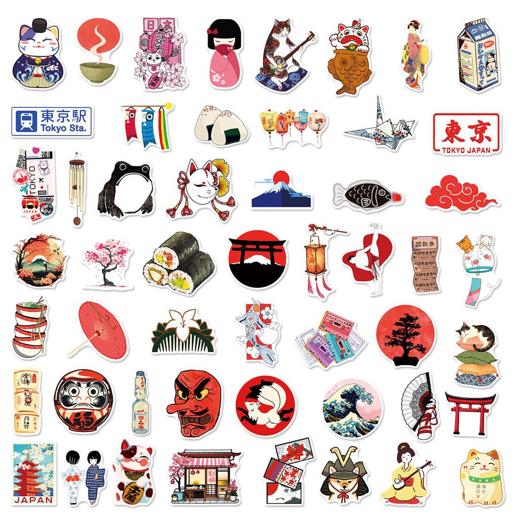 50-Piece Cartoon Japanese Minimalist Graffiti Stickers - Creative Waterproof Decorative Decals for DIY (Anime Worlds Store)