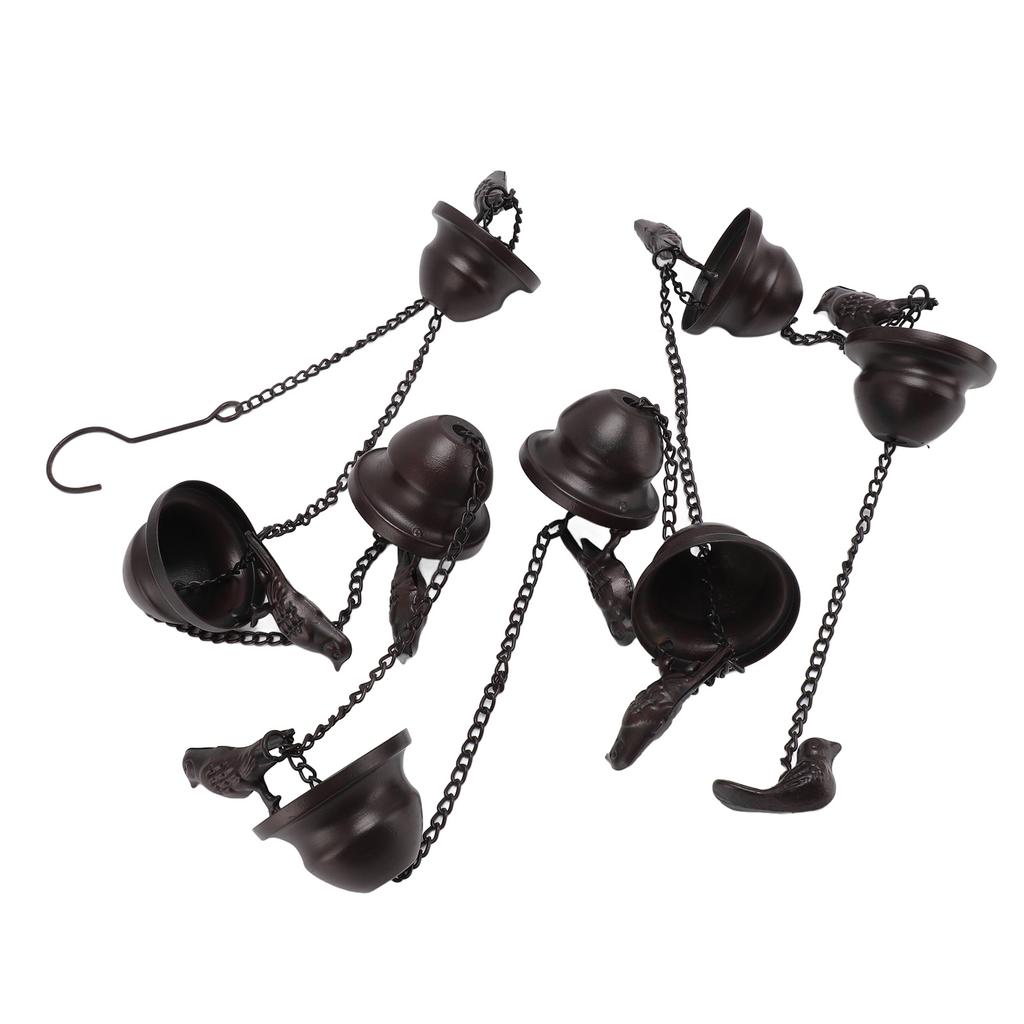 Catena per la pioggia con uccelli su tazza per grondaie, 7,9 piedi, Campanelli decorativi per la pioggia per esterni, Giardino vintage