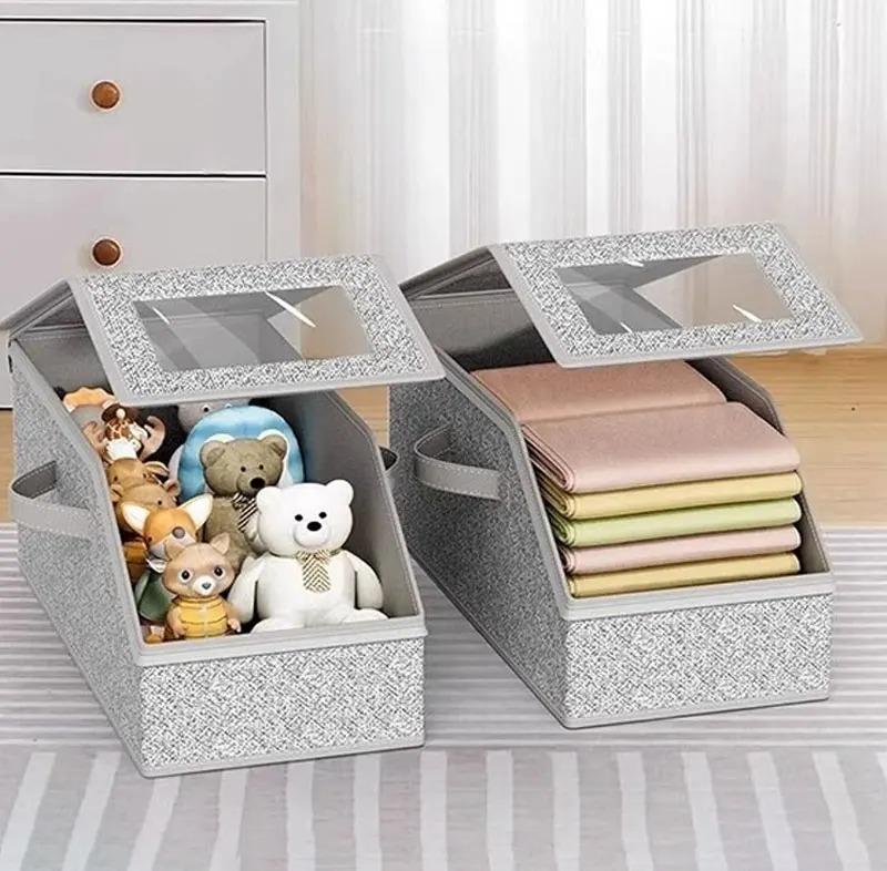 1PC Stackable Baseball Hat Storage Box Foldable,Non-woven Dustproof Storage Box for Home/Wardrobe/Travel,Great for Storage Displ