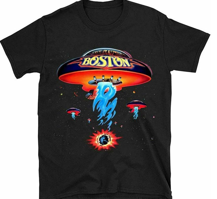 Boston Band T shirt Spaceship Rock Band Tee Funny Black Vintage Gift Men Women Unisex T-Shirt