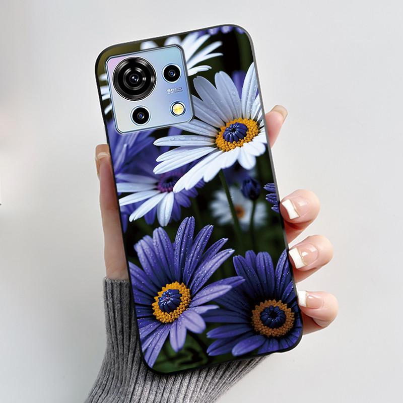 For ZTE Blade V50 Vita Case Black TPU Silicone Luxury Cute Cool Flower Phone Cases for Blade V 50 Vita V50Vita Bumper Soft Cover