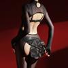 Sissy Lingerie Mens Penis Sheath Onesie Sexy High Neck Oil Shiny Open Butt Full Bodystockings Hollow Back See Through Jumpsuit
