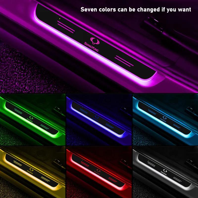 Custom Wireless LED Car Pedal Light Sill Pathway Welcome Scuff Light For Ssangyong Korando Kyron Musso Rexton Tivoli Actyon