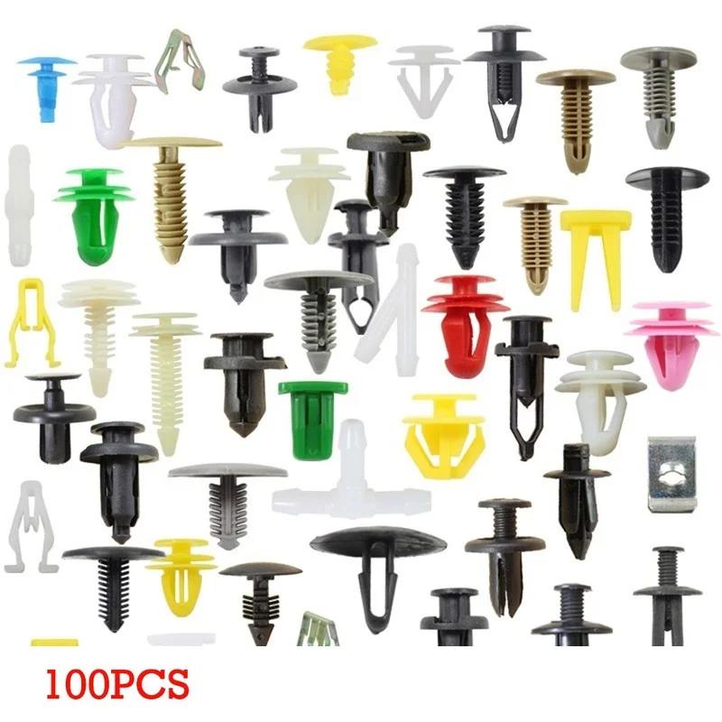 Car Fastener Clip Fender Push Retainer Pin Rivet Bumper for Door Trim Panel Retainer Fastener Kit 100pcs Set Car Accessories