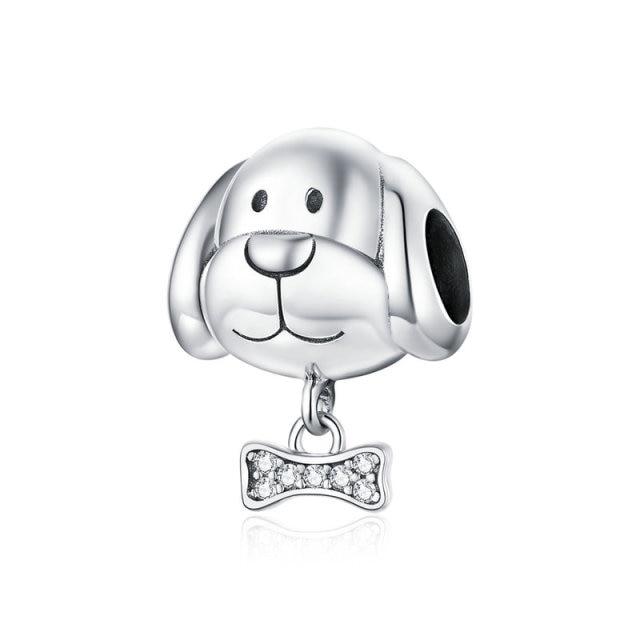 Zirconia Color Sterling Cane Animaletto Cane Cane Bulldog Perline Adatte Braccialetto da Polso Originale Ciondolo Gioielli Fai da Te Braccialetto da Polso alla Moda