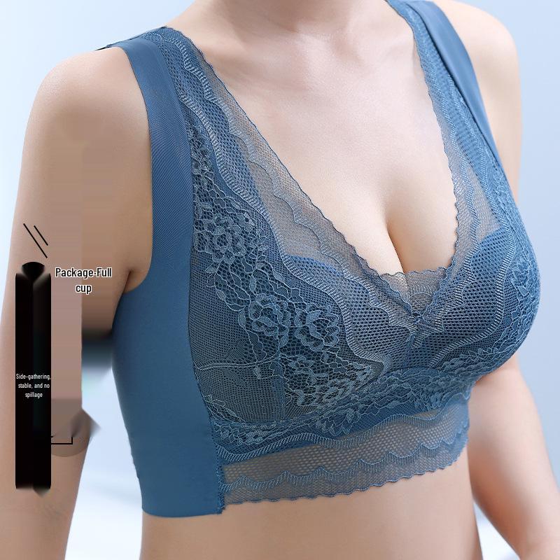 Summer V-neck Lace Wire-free Women's Bra - Beautiful Back Design, Bust Minimizer