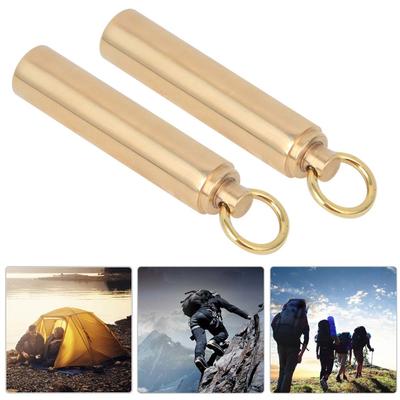 2 Pcs Brass EDC Container With Rings Mini Container Durable Portable Container Case  Travel Use